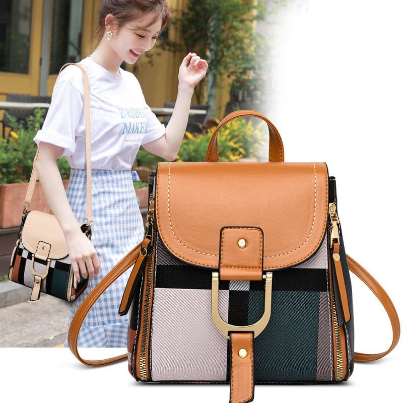 Women Grid Backpacks Female School Bag Girls, Travel Bag