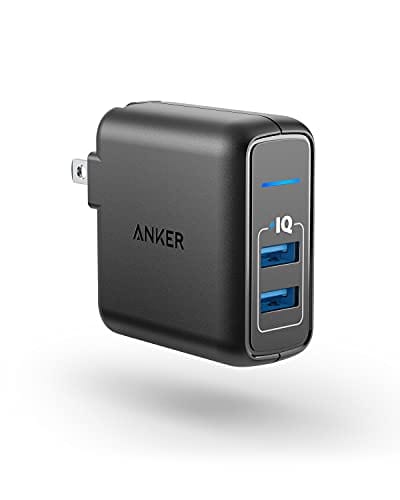 USB Charger, Anker Elite Dual Port 24W Wall Charger, PowerPort 2 with PowerIQ and Foldable Plug, for iPhone 11/Xs/XS Max/XR/X/8/7/6/Plus