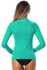AXESEA Women Rash Guard Long Sleeve Active Top UPF 50+ Rashguard Swim Shirt Surf Swimwear, Lagoon, X-Large