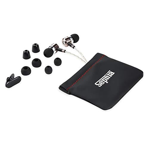 sephia SP3060 Earbuds, Wired in-Ear Headphones with Tangle-Free Cord, Noise Isolating, Bass Driven Sound, Metal Earphones, Carry Case, Ear Bud Tips