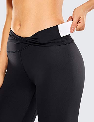 CRZ YOGA Women's Naked Feeling Yoga Pants 25 Inches - 7/8 High Waisted Workout Leggings Black_R009A X-Small