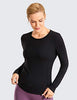 CRZ YOGA Women's Long Sleeves Workout Shirts Quick Dry Running Clothes Mesh Back Athletic Yoga Tops Loose Fit Black X-Small