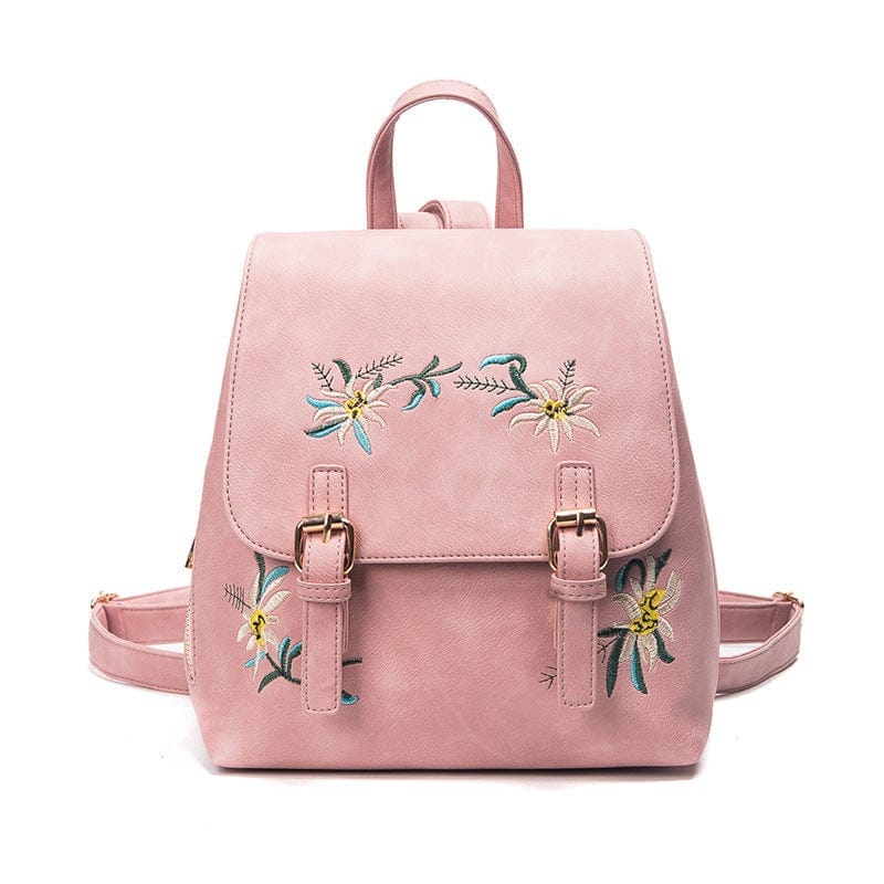 Embroidered Folk Style Fashion Leather Backpack