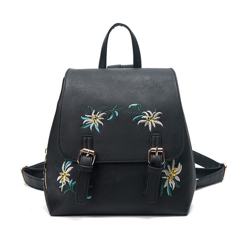 Embroidered Folk Style Fashion Leather Backpack