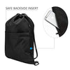 Vorspack Drawstring Backpack Water Resistant String Bag Sports Sackpack Gym Sack with Side Pocket for Men Women - Black