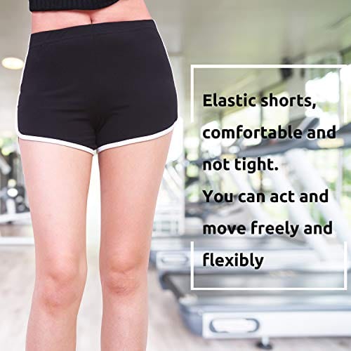 URATOT 2 Pack Cotton Sport Shorts Yoga Dance Short Pants Summer Athletic Shorts Black, Dark Grey