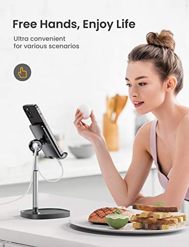 Cell Phone Stand, Angle Height Adjustable LISEN Phone Stand for Desk, Thick Case Friendly Phone Holder Stand for Desk, Compatible with All Mobile Phones,iPhone,Switch,iPad,Tablet(4-10in)