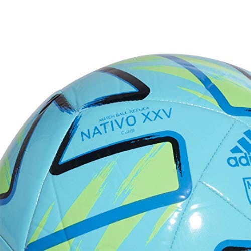 adidas MLS Club Soccer Ball, Samba Blue/Solar Green/Black/Glory Blue, 5