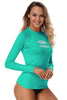 AXESEA Women Rash Guard Long Sleeve Active Top UPF 50+ Rashguard Swim Shirt Surf Swimwear, Lagoon, X-Large