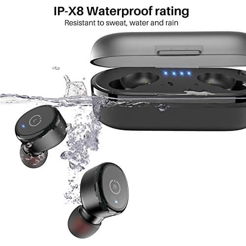 TOZO T10 Bluetooth 5.0 Wireless Earbuds with Wireless Charging Case IPX8 Waterproof Stereo Headphones in Ear Built in Mic Headset Premium Sound with Deep Bass for Sport Black
