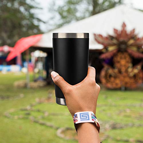 CIVAGO 20oz Tumbler with Lid and Straw, Stainless Steel Vacuum Insulated Coffee Tumbler Cup, Double Wall Powder Coated Travel Mug (Black, 1 Pack)