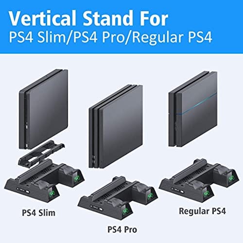 PS4 Stand Cooling Fan Station for Playstation 4/PS4 Slim/PS4 Pro, OIVO PS4 Pro Vertical Stand with Dual Controller EXT Port Charger Dock Station and 12 Game Slots