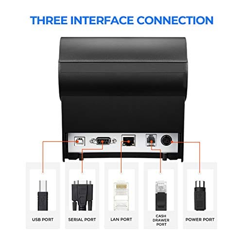 MUNBYN Receipt Printer P068, 3'1/8 80mm Direct Thermal Printer, POS Printer with Auto Cutter