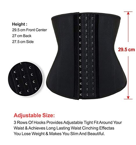 YIANNA Waist Trainer for Women Tummy Control Underbust 25 Steel Boned Sports Fitness Workout Hourglass Body Shaper, (Black, XS)
