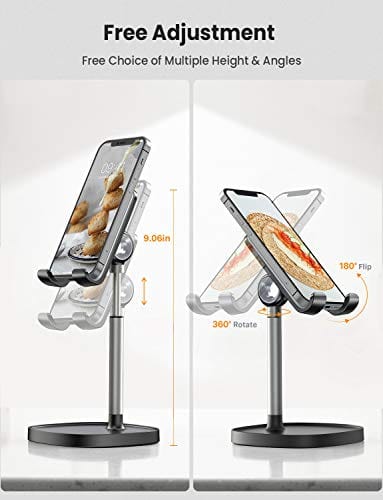 Cell Phone Stand, Angle Height Adjustable LISEN Phone Stand for Desk, Thick Case Friendly Phone Holder Stand for Desk, Compatible with All Mobile Phones,iPhone,Switch,iPad,Tablet(4-10in)