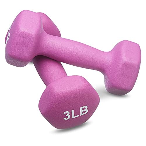 Amazon Basics Neoprene Dumbbell Hand Weights, 1 Pound Each, Red - Set of 2
