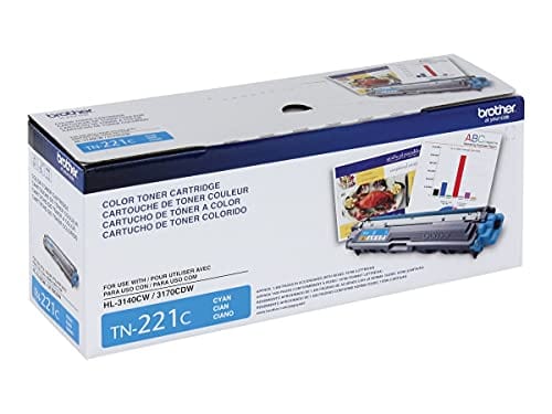 Brother Genuine Standard Yield Toner Cartridge, TN221C, Replacement Cyan Color Toner, Page Yield Up To 1,400 Pages, Amazon Dash Replenishment Cartridge, TN221