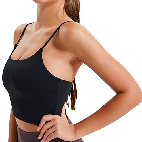 Lemedy Women Padded Sports Bra Fitness Workout Running Shirts Yoga Tank Top (S, Black)