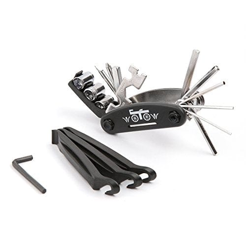 WOTOW 16 in 1 Multi-Function Bike Bicycle Cycling Mechanic Repair Tool Kit with 3 pcs Tire Pry Bars Rods