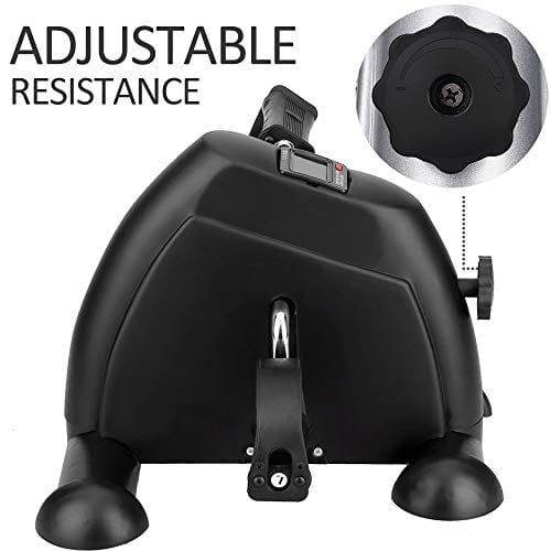 Mini Exercise Bike, Under Desk Bike Pedal Exerciser Portable Foot Cycle Arm & Leg Peddler Machine with LCD Screen Displays