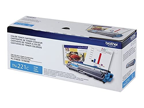 Brother Genuine Standard Yield Toner Cartridge, TN221C, Replacement Cyan Color Toner, Page Yield Up To 1,400 Pages, Amazon Dash Replenishment Cartridge, TN221