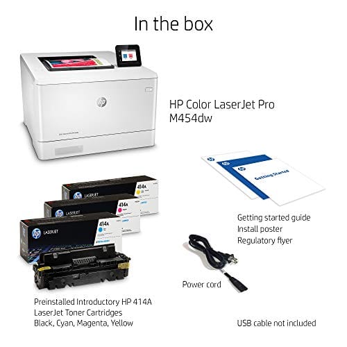 HP Color LaserJet Pro M454dw Wireless Laser Printer, Double-Sided & Mobile Printing, Security Features (W1Y45A)