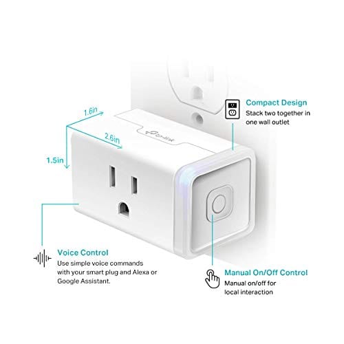 Kasa Smart Plug HS103P2, Smart Home Wi-Fi Outlet Works with Alexa, Echo, Google Home & IFTTT, No Hub Required, Remote Control,15 Amp,UL Certified, 2-Pack