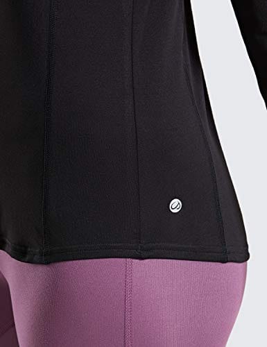 CRZ YOGA Women's Long Sleeves Workout Shirts Quick Dry Running Clothes Mesh Back Athletic Yoga Tops Loose Fit Black X-Small