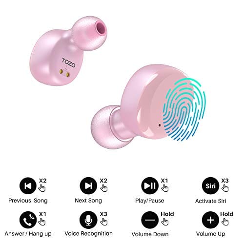 TOZO T6 True Wireless Earbuds Bluetooth Headphones Touch Control with Wireless Charging Case IPX8 Waterproof Stereo Earphones