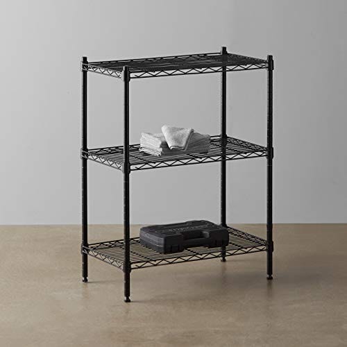 Amazon Basics 3-Shelf Adjustable, Heavy Duty Storage Shelving Unit (250 lbs loading capacity per shelf), Steel Organizer Wire Rack, Black (23.3L x 13.4W x 30H)