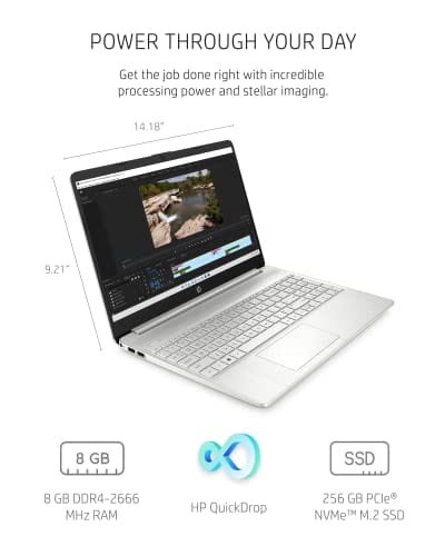 HP 15-inch Laptop, 11th Generation Intel Core i5-1135G7, Intel Iris Xe Graphics, 8 GB RAM, 256 GB SSD, Windows 11 Home (15-dy2024nr, Natural silver)