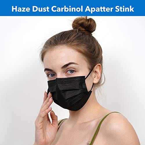 ZTANPS Face Mask,Pack of 50 Black Disposable Face Mask for Men & Women (Black)