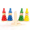 Wooden clown balance children puzzle ring kindergarten early childhood toy building blocks