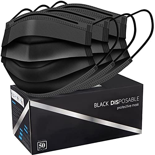 ZTANPS Face Mask,Pack of 50 Black Disposable Face Mask for Men & Women (Black)