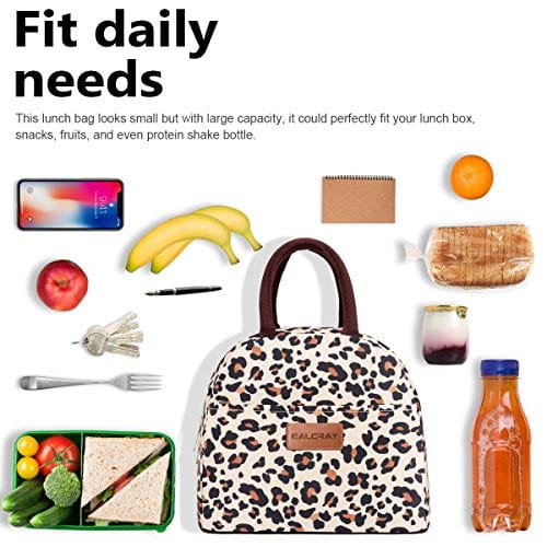 BALORAY Lunch Bag Tote Bag Lunch Bag for Women Lunch Box Insulated Lunch Container (Beige with leopard)