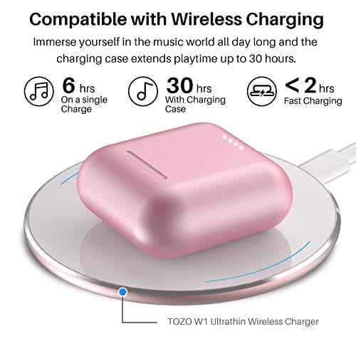 TOZO T6 True Wireless Earbuds Bluetooth Headphones Touch Control with Wireless Charging Case IPX8 Waterproof Stereo Earphones