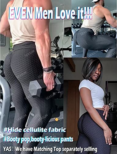 SEASUM Women's High Waist Yoga Pants Tummy Control Slimming Booty Leggings Workout Running Butt Lift Tights S