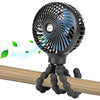 Mini Handheld Personal Portable Fan, Baby Stroller Fan, Car Seat Fan, Desk Fan, with Flexible Tripod Fix on Stroller Student Bed Bike Crib Car Rides, USB or Battery Powered (Black)