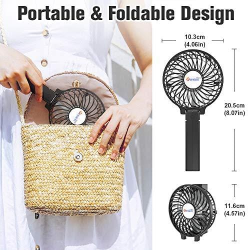 VersionTECH. Mini Handheld Fan, USB Desk Fan, Small Personal Portable Table Fan with USB Rechargeable Battery Operated Cooling Folding Electric Fan for Travel Office Room Household Black