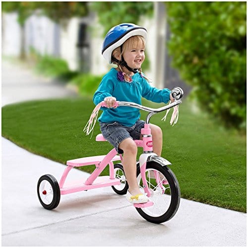 Radio Flyer Classic Pink Dual Deck Tricycle Ride On, 31.5L x 24.5W x 21.5H in.