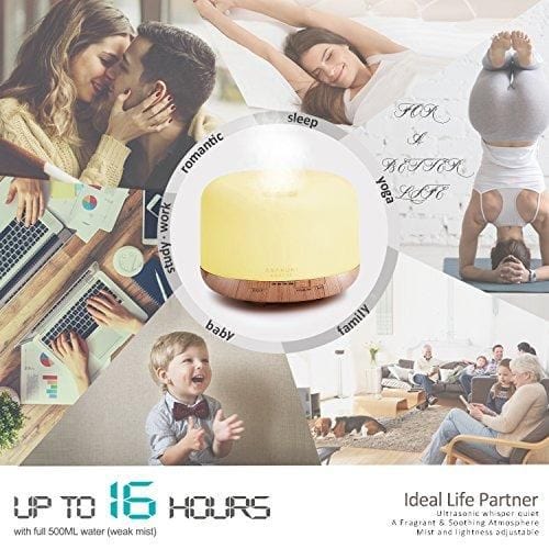 ASAKUKI 500ml Premium, Essential Oil Diffuser with Remote Control, 5 in 1 Ultrasonic Aromatherapy Fragrant Oil Humidifier Vaporizer, Timer and Auto-Off Safety Switch