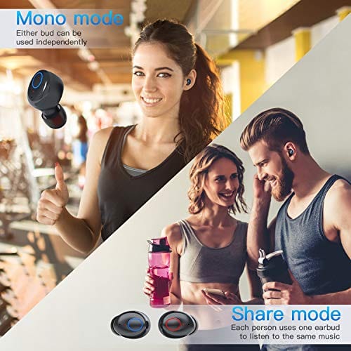Kurdene Wireless Earbuds,Bluetooth Earbuds with Charging Case Bass Sounds IPX8 Waterproof Sports Headphones with Mic Touch Control 24H Playtime -Black
