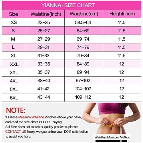 YIANNA Waist Trainer for Women Tummy Control Underbust 25 Steel Boned Sports Fitness Workout Hourglass Body Shaper, (Black, XS)