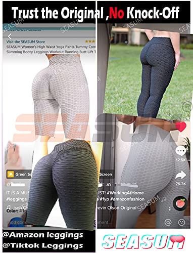 SEASUM Women's High Waist Yoga Pants Tummy Control Slimming Booty Leggings Workout Running Butt Lift Tights S