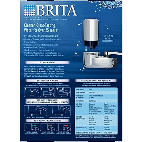 Brita Basic Faucet Water Filter System, Chrome, 1 Count
