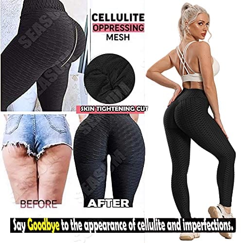SEASUM Women's High Waist Yoga Pants Tummy Control Slimming Booty Leggings Workout Running Butt Lift Tights S