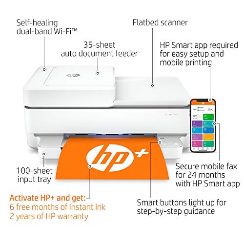 HP ENVY 6455e All-in-One Wireless Color Printer, with bonus 6 months free Instant Ink with HP+ (223R1A)