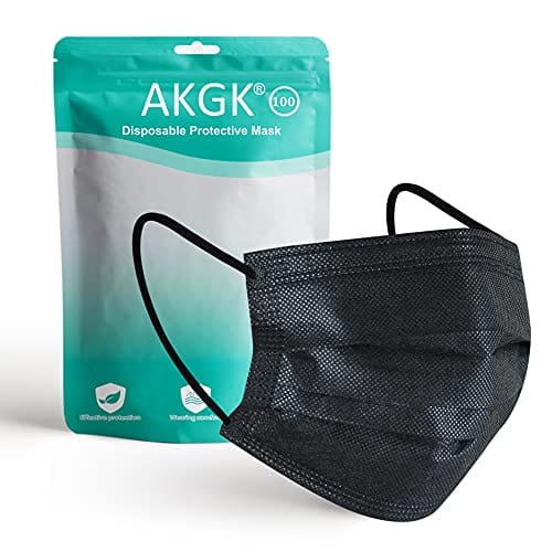100Pcs Disposable Face Masks, Black Face Mask, 3 Ply Disposable Mask