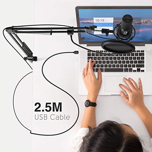 FIFINE Studio Condenser USB Microphone Computer PC Microphone Kit with Adjustable Scissor Arm Stand Shock Mount for Instruments Voice Overs Recording Podcasting YouTube Karaoke Gaming Streaming-T669