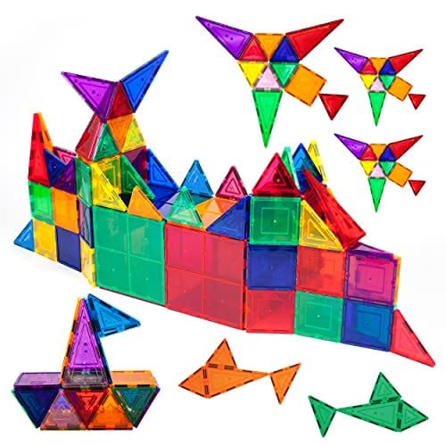 PicassoTiles 100 Piece Set 100pcs Magnet Building Tiles Clear Magnetic 3D Building Blocks Construction Playboards, Creativity beyond Imagination, Inspirational, Recreational, Educational Conventional